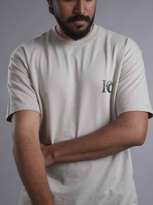 Haddu Men's Oversized T-Shirt – Tom & Jerry Back Cartoon Print on Premium Cotton, Ash Grey Color